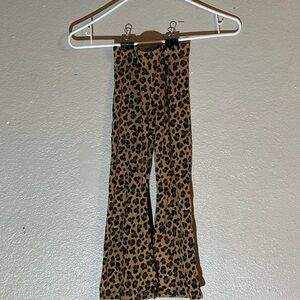 Little girls cheetah print flared leggings